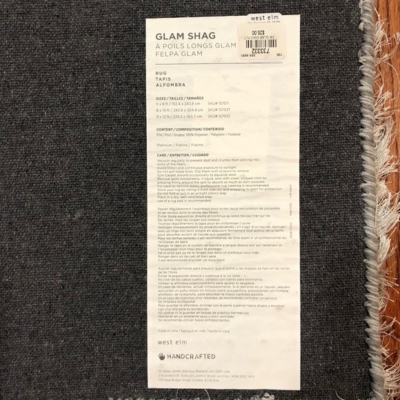 West Elm Glam Shag rug swatch/carpet sample - Picture 4 of 4